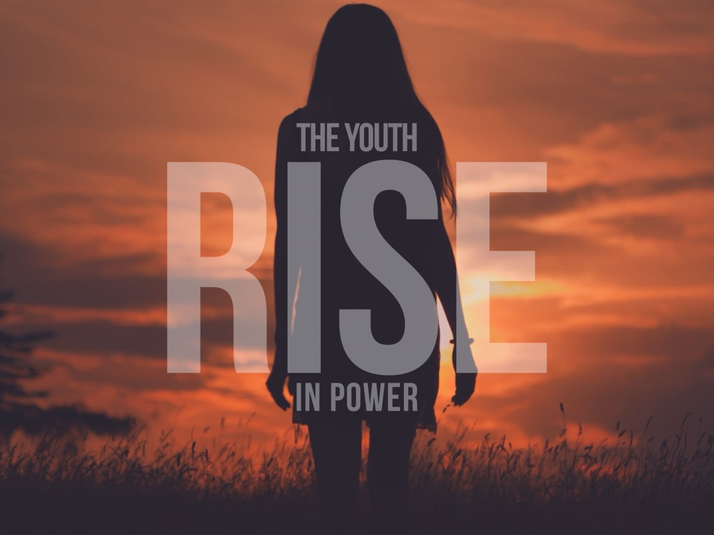 The Youth Rise in Power documentary title card, a silhouette against an orange sunset